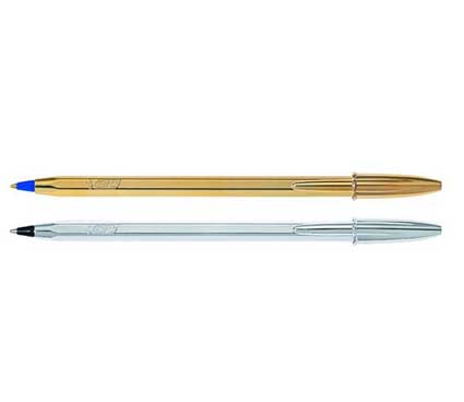 Στυλό Bic Διαρκείας Chine Μοντέρνο σχέδιο σε χρυσό (μπλε μελάνι) και ασημί (μαύρο μελάνι)